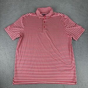 IBKUL Golf Shirt Mens Large Red Striped Stretch Quick Dry Cool Performance‎ Polo